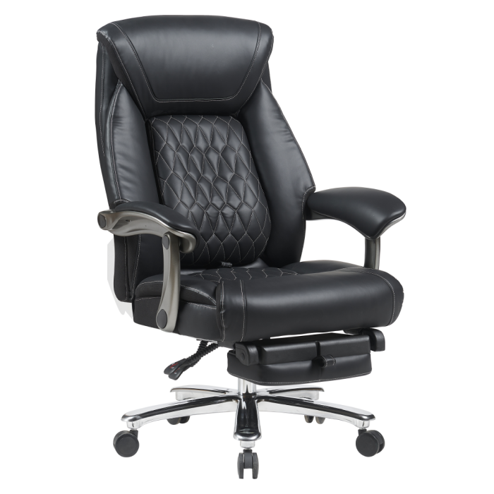 Fotoliu de birou, piele ecologică neagră/crom, portanţă 150 kg, URIEN [2]