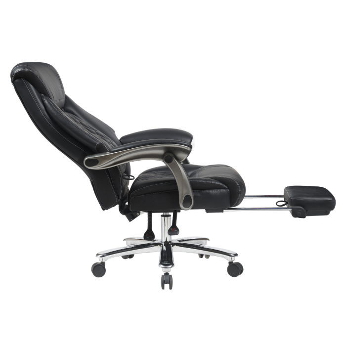 Fotoliu de birou, piele ecologică neagră/crom, portanţă 150 kg, URIEN [7]