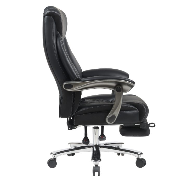 Fotoliu de birou, piele ecologică neagră/crom, portanţă 150 kg, URIEN [5]