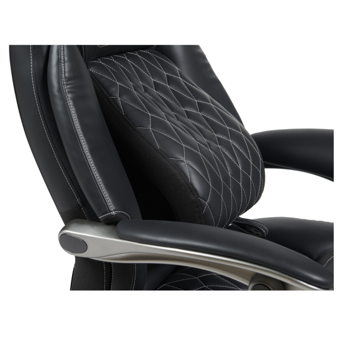 Fotoliu de birou, piele ecologică neagră/crom, portanţă 150 kg, URIEN [8]