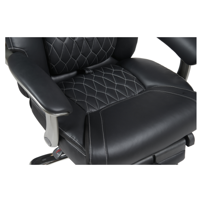 Fotoliu de birou, piele ecologică neagră/crom, portanţă 150 kg, URIEN [9]