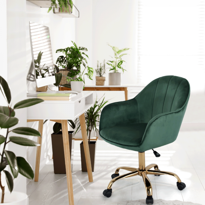 Fotoliu de birou, verde material Velvet /auriu, EROL [20]