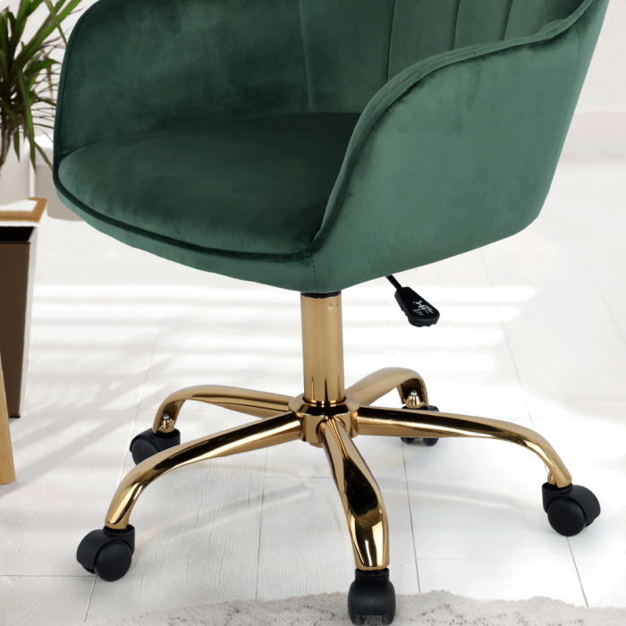 Fotoliu de birou, verde material Velvet /auriu, EROL [19]