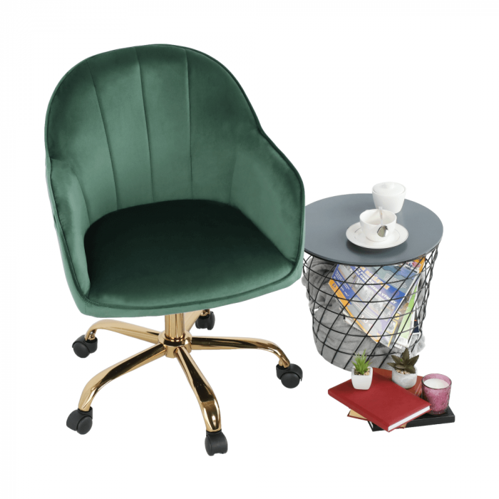 Fotoliu de birou, verde material Velvet /auriu, EROL [2]