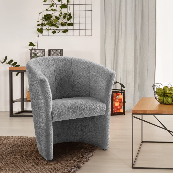 Fotoliu de club, material textil gri Coral, CUBA [13]