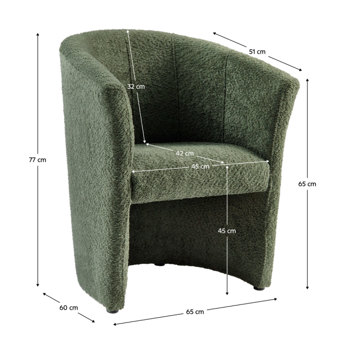 Fotoliu de club, material textil verde Coral, CUBA [15]