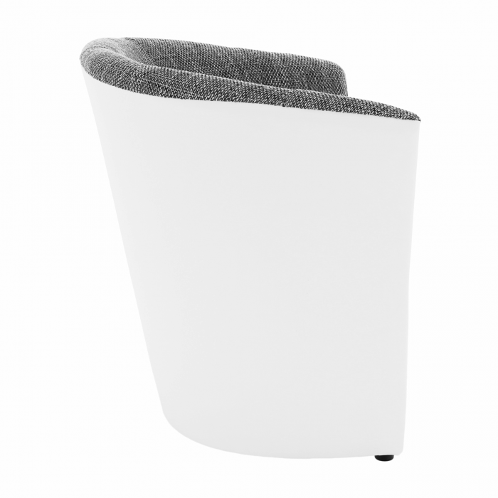 Fotoliu de club, piele eco alb/material gri, CUBA [11]