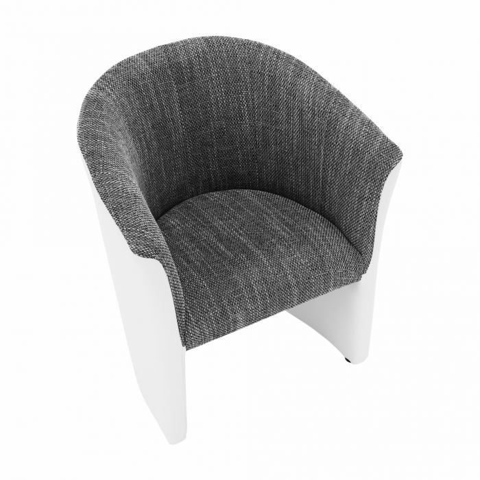 Fotoliu de club, piele eco alb/material gri, CUBA [9]