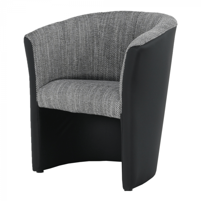 Fotoliu de club, piele eco negru/material gri, CUBA [6]