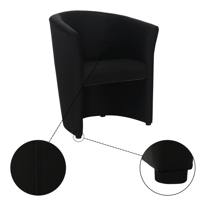 Fotoliu de club, piele ecologică Damasko neagră, CUBA [17]