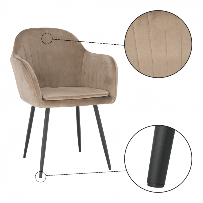Fotoliu de design, catifea Velvet gri maroniu Taupe, ZIRKON [14]