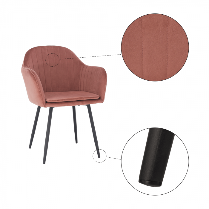 Fotoliu de design, catifea Velvet roz maroniu, ZIRKON [19]