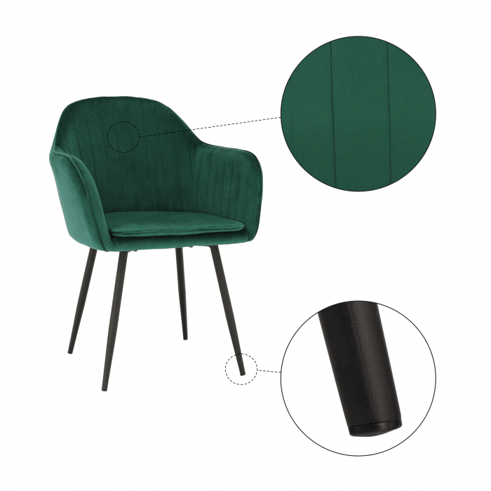 Fotoliu de design, catifea Velvet smarald, ZIRKON [19]