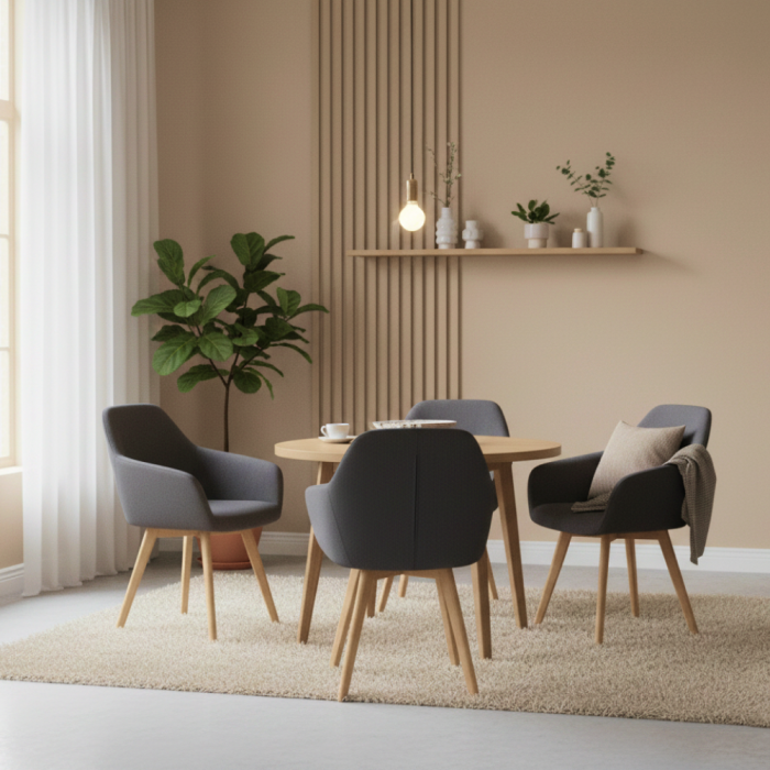 Fotoliu de design, gri închis/fag, CLORIN 2 NEW [7]