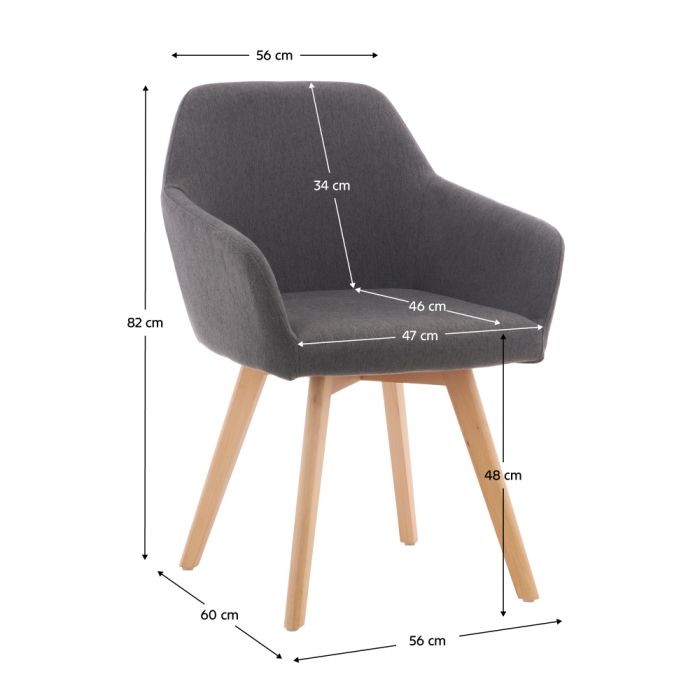 Fotoliu de design, gri închis/fag, CLORIN 2 NEW [8]