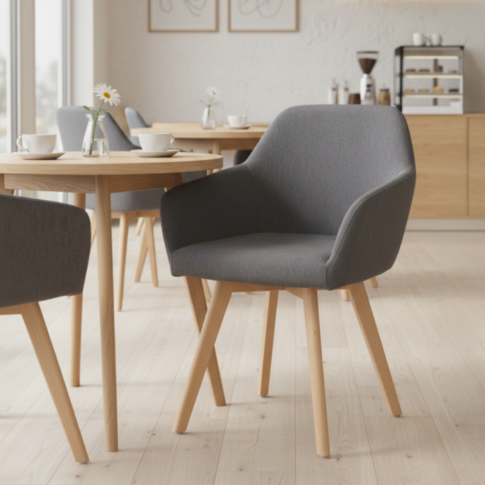 Fotoliu de design, gri închis/fag, CLORIN 2 NEW [6]