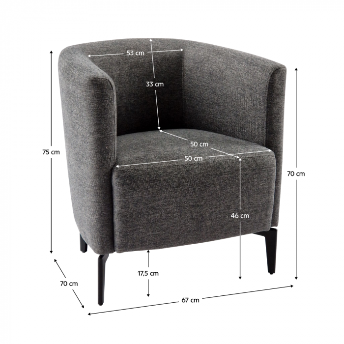 Fotoliu de design, gri / negru, KAPY [14]