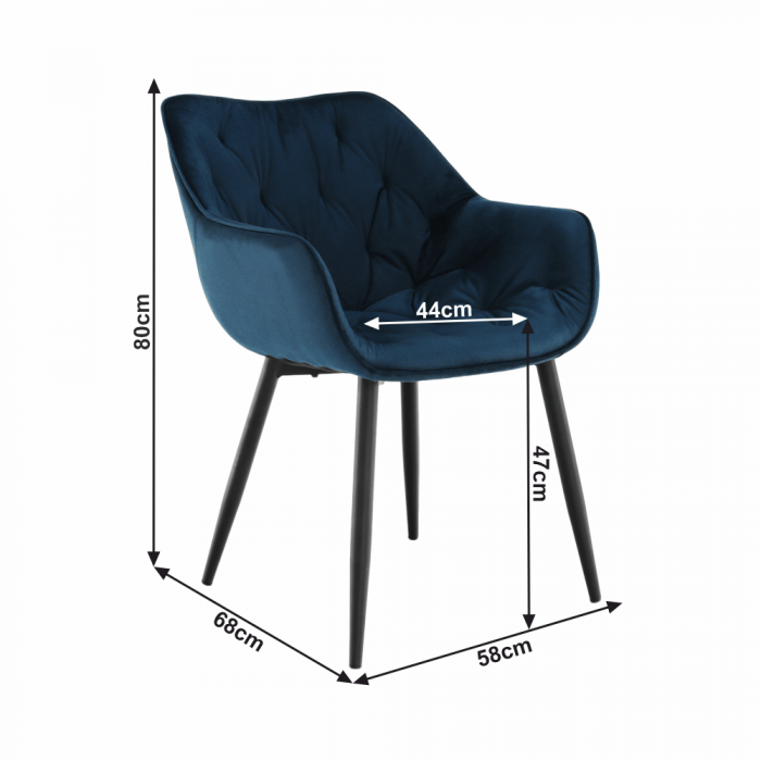 Fotoliu de design, material textil Velvet albastru, FEDRIS [10]