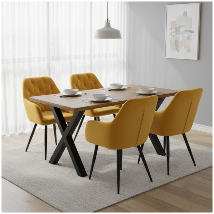 Fotoliu de design, material Velvet galben închis, VERIO NEW [2]