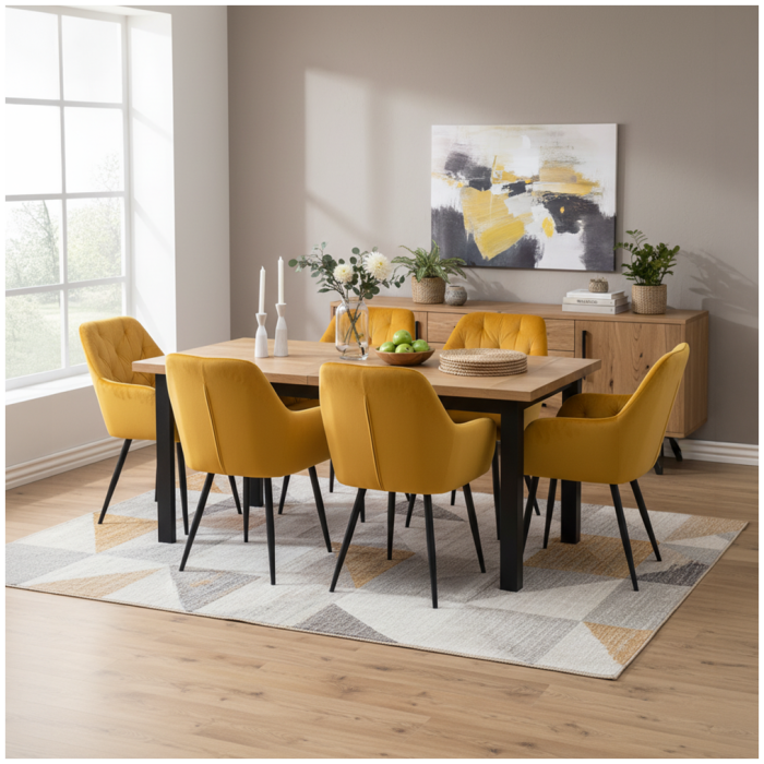 Fotoliu de design, material Velvet galben închis, VERIO NEW [3]