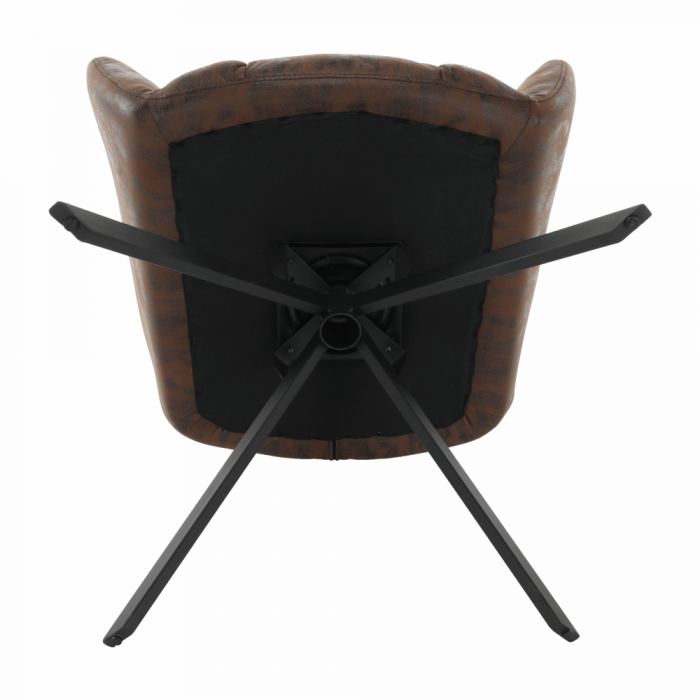 Fotoliu de design rotativ, maro ţesătură cu efect de piele întoarsă/negru, KOMODO [16]