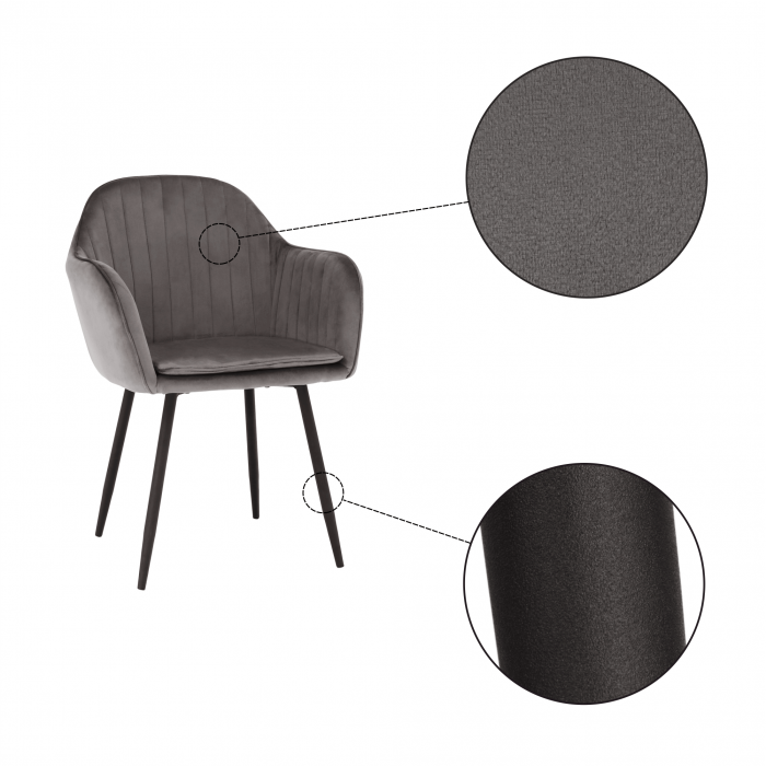 Fotoliu de design, ţesătură catifea gri, ZIRKON [6]