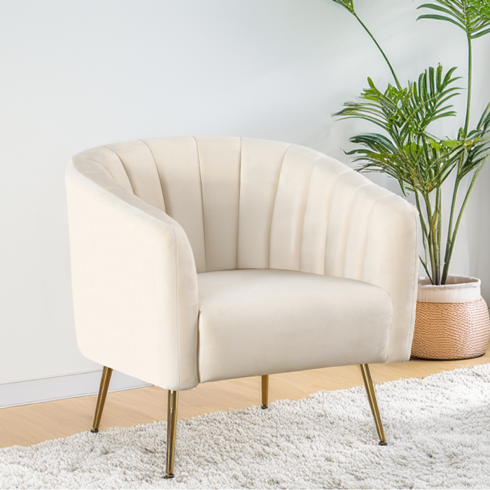 Fotoliu de design, ţesătură Velvet bej/gold crom-auriu, BAGY [5]