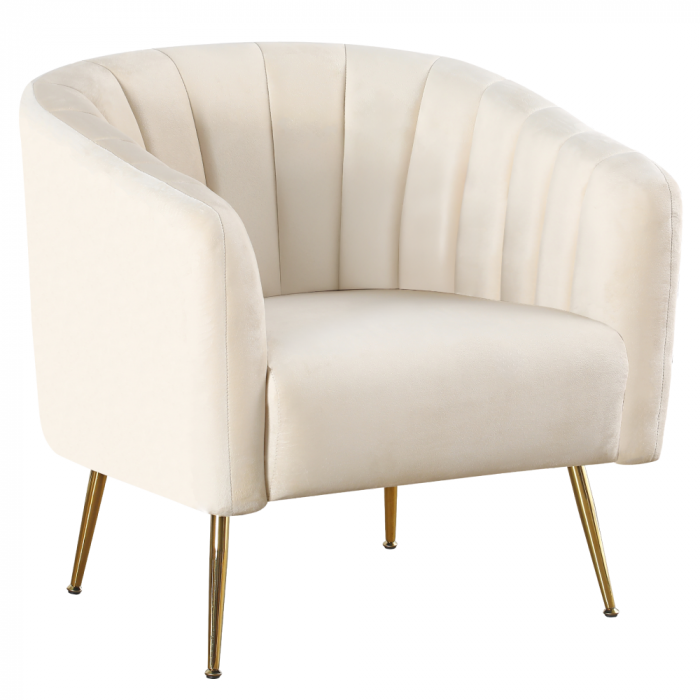 Fotoliu de design, ţesătură Velvet bej/gold crom-auriu, BAGY [1]