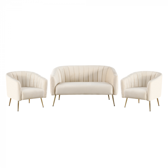 Fotoliu de design, ţesătură Velvet bej/gold crom-auriu, BAGY [2]