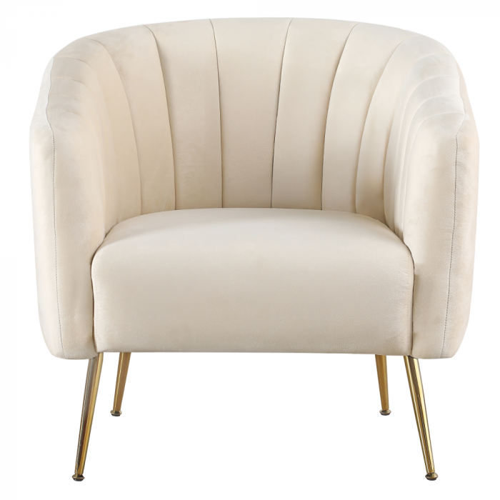 Fotoliu de design, ţesătură Velvet bej/gold crom-auriu, BAGY [3]