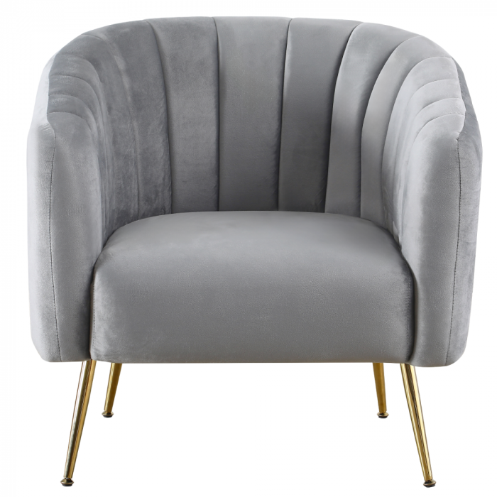Fotoliu de design, ţesătură Velvet gri/gold crom-auriu, BAGY [3]