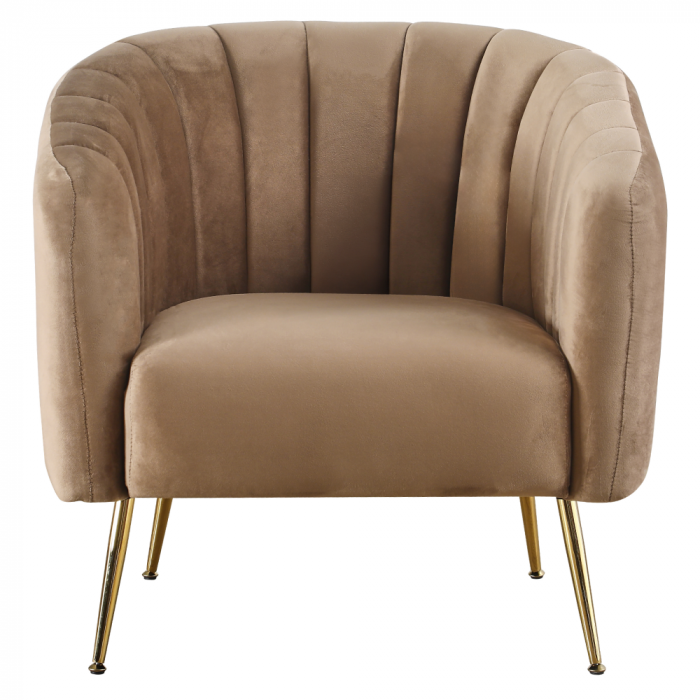 Fotoliu de design, ţesătură Velvet maro/gold crom-auriu, BAGY [3]
