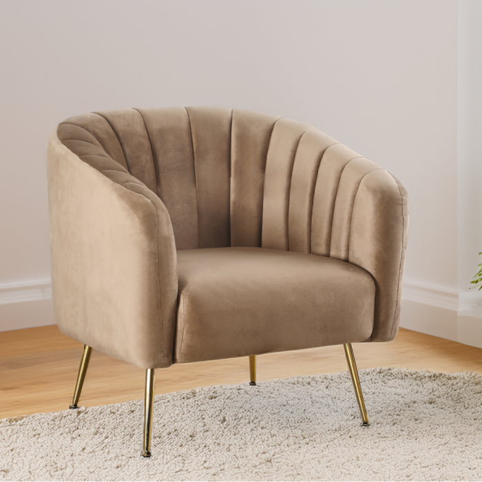 Fotoliu de design, ţesătură Velvet maro/gold crom-auriu, BAGY [5]