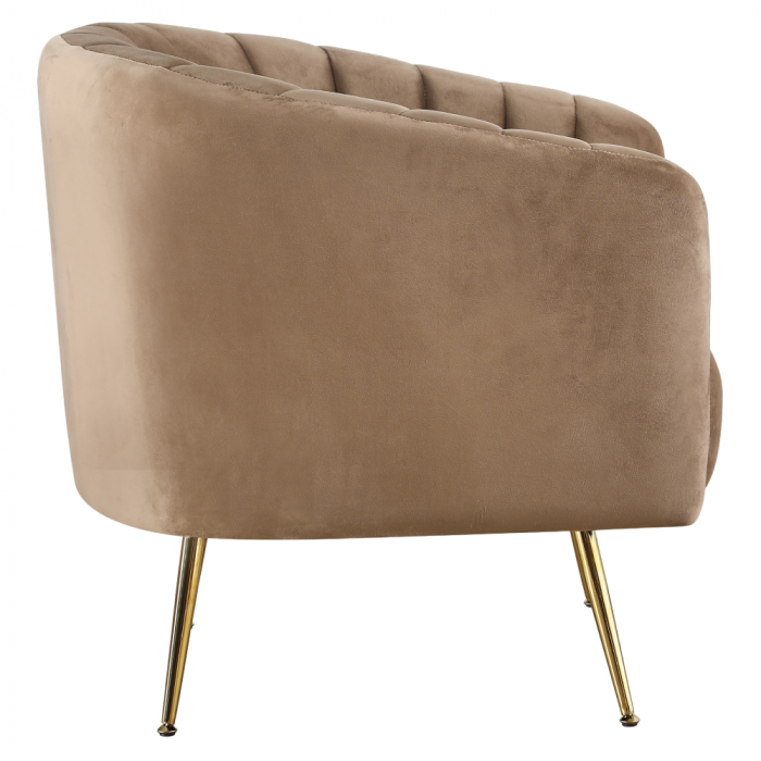 Fotoliu de design, ţesătură Velvet maro/gold crom-auriu, BAGY [4]