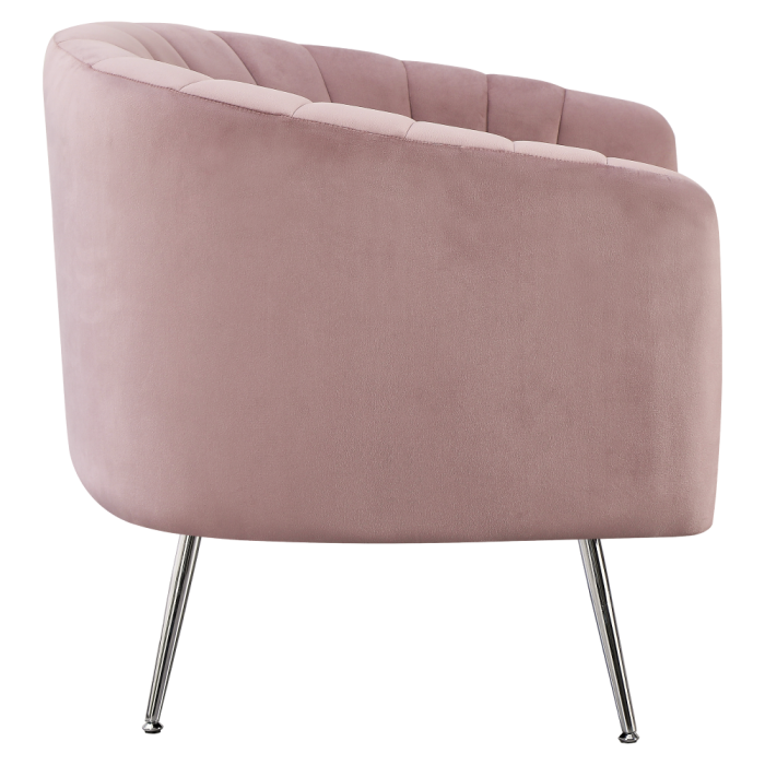 Fotoliu de design, ţesătură Velvet roz/crom-argintiu, BAGY [4]