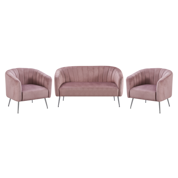 Fotoliu de design, ţesătură Velvet roz/crom-argintiu, BAGY [3]