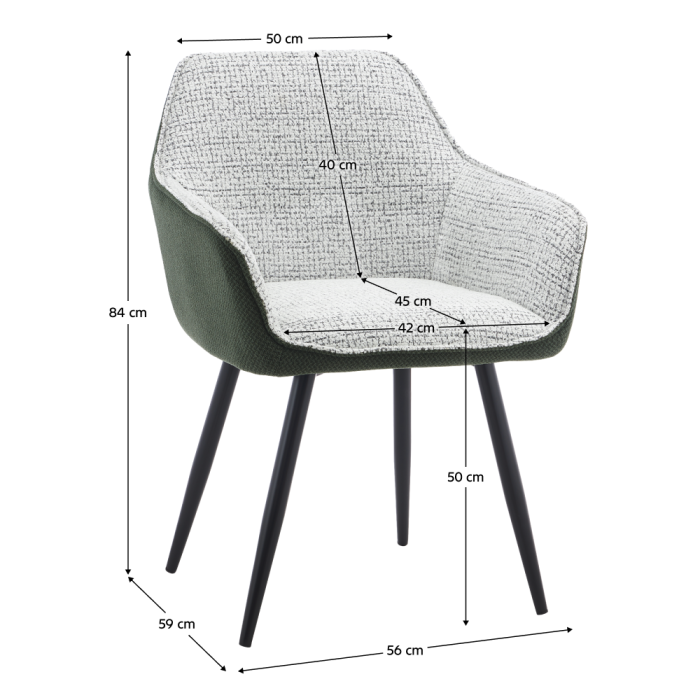 Fotoliu de design, verde/melir gri deschis/negru, KATRIEL [2]