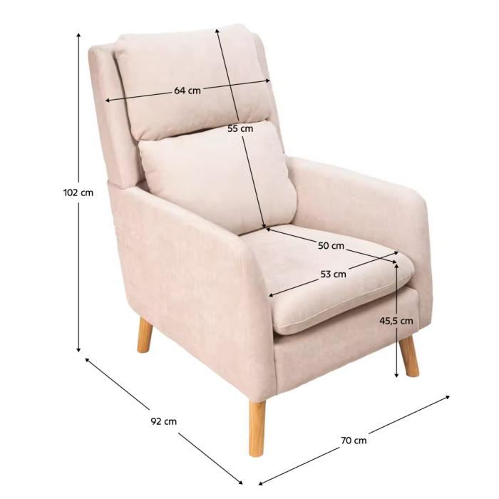 Fotoliu de relaxare, bej, DEMIR [9]