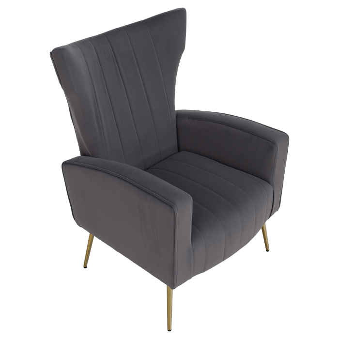 Fotoliu de relaxare, ţesătură Velvet gri, BARET [3]