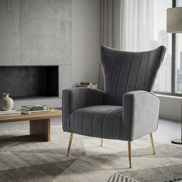 Fotoliu de relaxare, ţesătură Velvet gri, BARET [18]