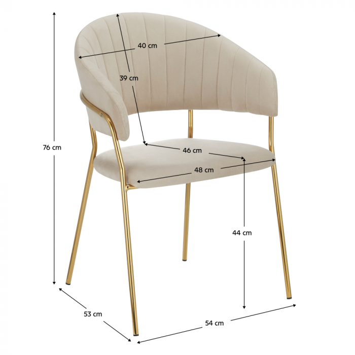 Fotoliu de sufragerie de design, bej, Velvet/gold crom auriu, DASMIN NEW TIP 1 [2]