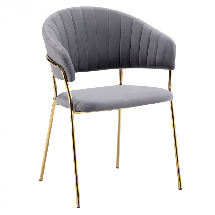 Fotoliu de sufragerie de design, gri-maro Velvet/gold crom auriu, DASMIN TIP 1 [1]