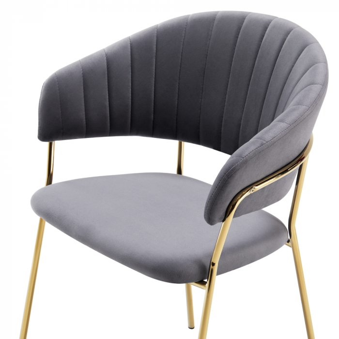 Fotoliu de sufragerie de design, gri-maro Velvet/gold crom auriu, DASMIN TIP 1 [3]
