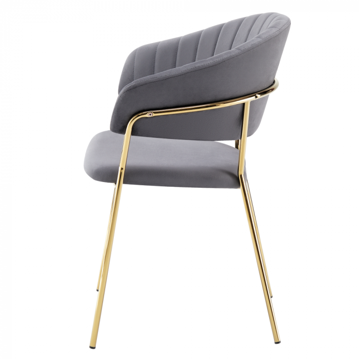 Fotoliu de sufragerie de design, gri-maro Velvet/gold crom auriu, DASMIN TIP 1 [2]