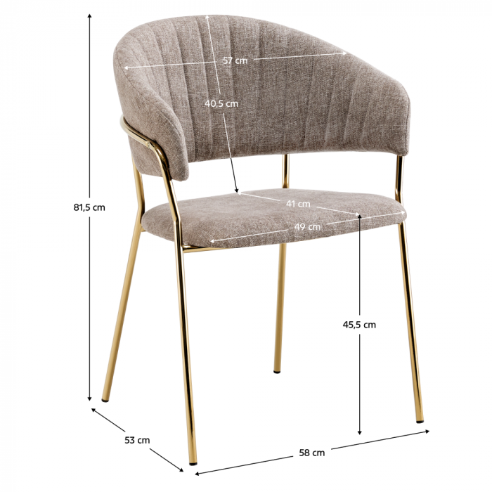Fotoliu de sufragerie de design, textil maro/gold crom auriu, DASMIN TIP 1 [4]