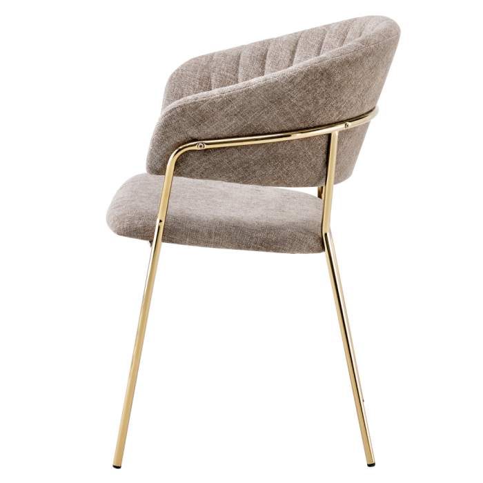 Fotoliu de sufragerie de design, textil maro/gold crom auriu, DASMIN TIP 1 [5]