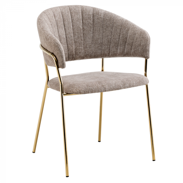 Fotoliu de sufragerie de design, textil maro/gold crom auriu, DASMIN TIP 1 [1]
