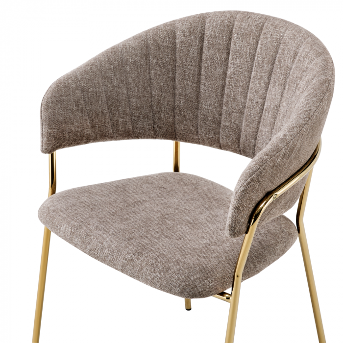 Fotoliu de sufragerie de design, textil maro/gold crom auriu, DASMIN TIP 1 [2]