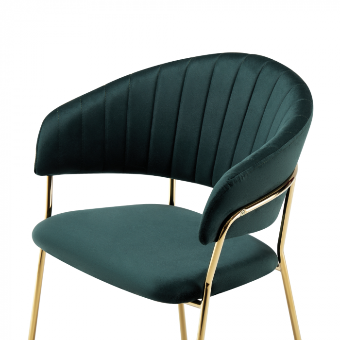 Fotoliu de sufragerie de design, verde închis, Velvet/gold crom auriu, DASMIN TIP 1 [3]
