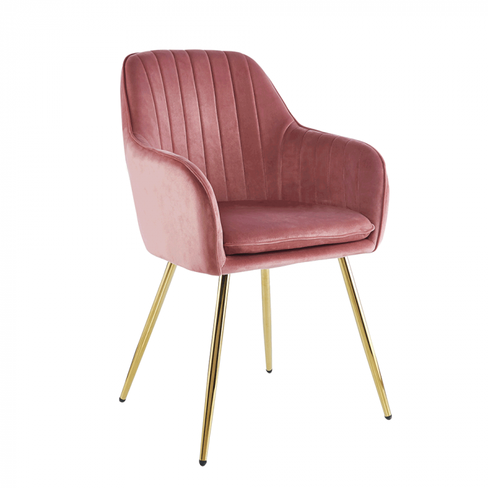 Fotoliu design, ţesătură de catifea roz/crom-auriu, ADLAM NEW [1]